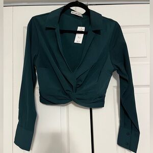 A&F cropped green long sleeve